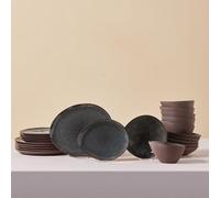 Karaca Bonn Reactive Set de vaisselle, 6 personnes, 24 pièces, Vaisselle réactive, Unique, Saine, Naturelle, Auto-texturée, Forme organique