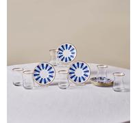 Karaca Bursa Ensemble de Verres à Thé Turcs, 12 Pièces, Bleu Marine