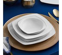 Karaca Chiara Lot de 60 assiettes en porcelaine crème pour 12 personnes - Assiettes de service - Assiettes de service - Assiettes à gâteau - Design moderne et élégant