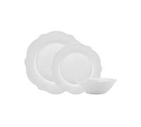 Karaca Daisy New Bone Set de vaisselle pour 4, 12 pièces, Assiettes et bols, Set de vaisselle, Blanc- Arrangements de table élégants et durables stylés