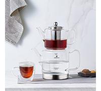 KARACA Dora Lot de 2 théières à induction en verre borosilicate et passoire en acier inoxydable Transparent 2,6 l