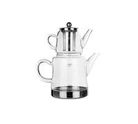 Karaca Dora Théière en verre, Verseuse 450ml, Bouilloire 180ml, Convient pour les systèmes de cuisson au gaz et électriques, Théière, Caydanlik,et Set de théière, Teapot