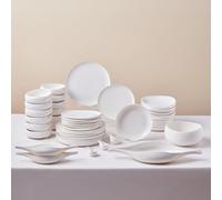 Karaca Earth Collection Clay Service de Table 55 pièces pour 12 Personnes, Grès, Compatible Micro-ondes & Lave-vaisselle, Blanc - Élégant et Fonctionnel