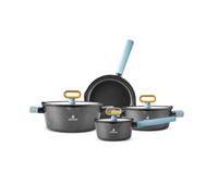Karaca Fancy Set de Casserole avec couvercle en verre en Céramique, 7 Pièces, Revêtement Antiadhésif SwissCrystal Sans PFAS, Comprend Casserole, Marmites avec Couvercles et Poêle
