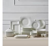 Karaca Fine Pearl Helen 62 pièces Service de table Vaisselle pour 12 personnes, Blanc Porcelaine Service de table combiné Porcelaine, Assiettes plates, Passe au micro-ondes, Passe au lave-vaisselle