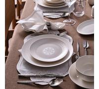 Karaca Forever Bone Artiste Service de Table 53 Pièces pour 12 Personnes, Vaisselle Blanc en Porcelaine avec Assiettes, Bols à Céréales/Soupes, Plats de Service, Petites Assiettes, Salière & Poivrière