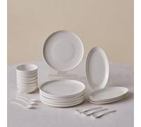 Karaca Forever Bone Fika Service de Table 22 Pièces pour 6 Personnes, Élégant Set de petit-déjeuner, Vaisselle en Porcelaine Fine avec Assiettes, Bols, Plats de Service