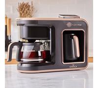 Karaca Hatır Plus Mod 5 in 1, 750 ml Tee/Filterkaffee & Turkischen Kaffeemaschine Rosie Brown, für Kaffee, Tee, Milchheizung, Milchgetränk und türkischer Kaffee, 1385W, 5+5 Tassen
