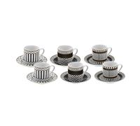 KARACA Helenistik B0BWJ4F3HL Lot de 12 tasses à café turc en porcelaine pour 6 personnes Noir 80 ml