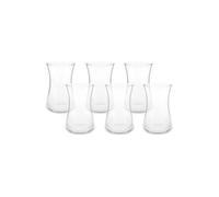 KARACA Heybeli - Lot de 6 verres à thé turcs élégants - Verres à thé turcs transparents de 170 ml - Design incurvé pour goûter, passent au lave-vaisselle