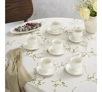 KARACA Lot de 6 tasses à expresso en porcelaine, 12 pièces, 100 ml, or blanc, design moderne