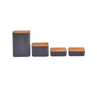 Karaca Massimo Set de 4 boîtes à provisions/réservoirs Anthracite- Récipients de conservation pratiques en plastique sans BPA pour une cuisine organisée et hygiénique