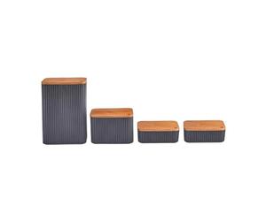 Karaca Massimo Set de 4 boîtes à provisions/réservoirs Anthracite- Récipients de conservation pratiques en plastique sans BPA pour une cuisine organisée et hygiénique
