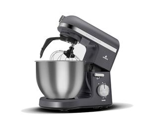Karaca Mastermaid Chef Pro Cuisine Double Armée 1500W Space Gray, Crème Brillante, 1500W, Mixeur 5 L, Processeur alimentaire, Réglage de la vitesse, Crochet de pétrissage, Fouetter, Pétrir et Mélanger
