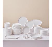 Karaca Matte Glaze Earth Collection Service de table 55 pièces pour 12 personnes, en faïence, passe au lave-vaisselle et au micro-ondes, blanc