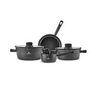 Karaca Midnight Set de Casserole avec couvercle en verre en Céramique, 6 Pièces, Revêtement Antiadhésif SwissCrystal Sans PFAS, Comprend Casserole, Marmites avec Couvercles et Poêle