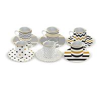 Karaca Nossa Lot de 6 tasses à café avec soucoupes turques et tasses à expresso et mochate en porcelaine traditionnelle