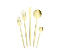 Karaca Orion Mat Set de couverts pour 6 personnes avec boîte champagne doré, 30 pièces - Élégant ensemble de couverts pour 6 personnes en or champagne mat, 30 pièces, avec couteaux de table, cuillères