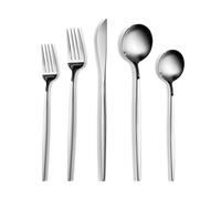 Karaca Orion Platin Set de 30 couverts pour 6 personnes, acier, 6 couteaux de table, 6 cuillères à soupe, 6 fourchettes de table, 6 fourchettes à dessert, 6 cuillères à café, Design moderne