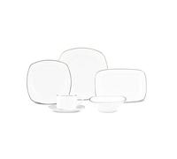 Karaca Padoca Service de Table 26 Pièces pour 6 Personnes, Élégant Set de petit-déjeuner, Vaisselle en Porcelaine Fine avec Assiettes, Bols, Tasses, Plats de Service