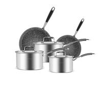 Karaca Pekka Batterie de cuisine à induction en acier inoxydable, 8 pièces, anthracite argenté, plats délicieux, cuisine facile, aide de cuisine, repas indispensable, indispensable pour la cuisine,