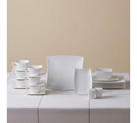 Karaca Perfect White Service de table 32 pièces en porcelaine pour 6 personnes, 6 assiettes plates, 6 tasses à café, 6 soucoupes, 6 cuillères à café, 2 bols, 4 bols, 1 salière, 1 poivrière