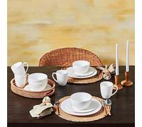 Karaca Punto Set de vaisselle, gaufré, pour 4, 16 pièces, Assiettes et bols, Set de vaisselle, Blanc - Service de table élégant pour des arrangements de table élégants