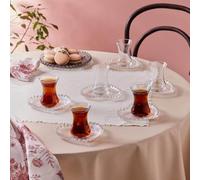 KARACA Rory Ensemble de 12 Pièces en Verre pour Thé Turc pour 6 Personnes, 14 cm