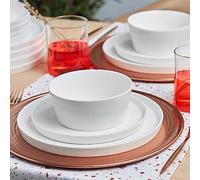 Karaca Salvare Service de table 18 pièces en porcelaine anglaise pour 6 personnes, assiettes plates, assiettes à dessert, bols à céréales/soupe, ensemble de vaisselle, gris