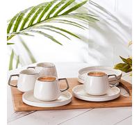 Karaca Saturn Platinum Service à Café Porcelaine, 90 ml, Tasses à Thé, Expresso, Latte Classique, Türk Kahve Fincanı, Café Turc'