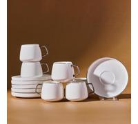 Karaca Saturn Platinum Service à Café Porcelaine, 90 ml, Tasses à Thé, Expresso, Latte Classique, Türk Kahve Fincanı, Café Turc'