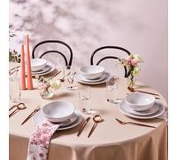 Karaca Scarlet Service de Table 18 Pièces pour 6 Personnes, Vaisselle en Porcelaine Fine avec Assiettes, Bols, Plats de Service, Élégant et Idéal pour les Occasions Spéciales, Blanc