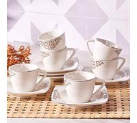 Karaca Service à café Nazende pour 6 personnes, 6 tasses à expresso et 6 soucoupes, tasse à moka robuste, bord épais, tasses à expresso, porcelaine