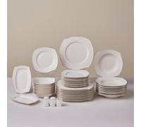Karaca Service de Table 53 Pièces pour 12 Personnes, Vaisselle en Porcelaine Fine avec Assiettes, Bols, Carré Plats de Service, Salière et Poivrière, Élégant et Idéal pour les Occasions Spéciales