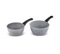 Karaca Set de Casseroles à Lait Pots à Lait Gris Biogranit Induction 2 Pièces 16 cm et 18 cm 1.6 Litres et 1.7 Litres Compatibles tous Feux dont Induction Couleur Gris