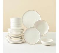 KARACA Stream Bone Meridian Service de table moderne 24 pièces en porcelaine anglaise pour 6 personnes avec assiettes de service, assiettes creuses, assiettes plates et assiettes plates, service de