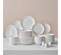 Karaca Stream Bone Umbrella Service de table 53 pièces pour 12 personnes Blanc