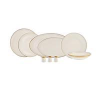 Karaca Streamline Eclipse Service de table 57 pièces en porcelaine anglaise pour 12 personnes avec assiettes, bols à pâtes, assiettes à dessert, bols à soupe, assiettes de service, saladiers,