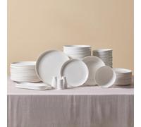 KARACA Streamline Favaro Service de table 53 pièces, set de vaisselle pour 12 personnes, en porcelaine anglaise, avec assiettes, bols, plateaux de service rectangulaires, salière et poivrière