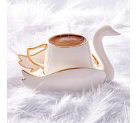 KARACA Swan Set de 2 tasses à café, 90 Ml tasses à moka, Robuste tasse à café espresso, Set de tasses à café turc traditionnel, Cappuccino, Porcelaine