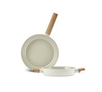 Karaca Swiss Crystal Almond Lot de 2 poêles à induction anti-adhésives Crème