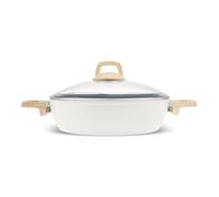 Karaca Marmite plate en cristal suisse, 26 cm, crème - Marmite plate de haute qualité pour une cuisson parfaite et un design élégant