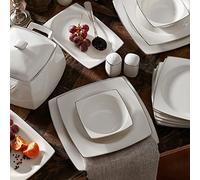 KARACA Talia Cream Service De Table 60 Pièces Pour 12 Personnes