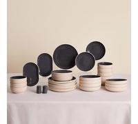 Karaca Terra Service de table 36 pièces en grès pour 8 personnes, passe au lave-vaisselle, au micro-ondes, avec assiette, bol à pâtes, assiettes à dessert, bols à soupe, assiettes de service, antiques