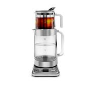 Karaca X Refika XL - Théière automatique et caydanlik - Bouilloire de 2 l et théière en verre de 0,8 l - Multi-température - Mode Eco - 2200 W - Pour famille et invités - Chromé