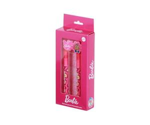 Karactermania Barbie Mix-Pack de Crayon Éternel + Stylo Gel Effaçable, Rose, 14 x 23 cm