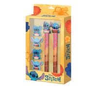 Disney Set papeterie Lilo et Stitch – Stylo gel effaçable, Crayon éternel, 4 gommes Jaune