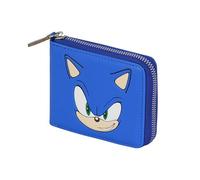 KARACTERMANIA Sonic The Hedgehog Face-Portefeuille Man Zip, Bleu, 12 x 10 cm