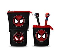 Marvel Comics Trousse Spiderman Peter Cute – 2 stylos gel effaçables – Noir et rouge – 11,5 x 17 cm