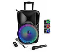 Karaoké 800w PARTY-15RGB Enceinte Amplifiée Portable + USB MP3 + SD + Bluetooth + 2 Micros PA DJ LED SONO PACK